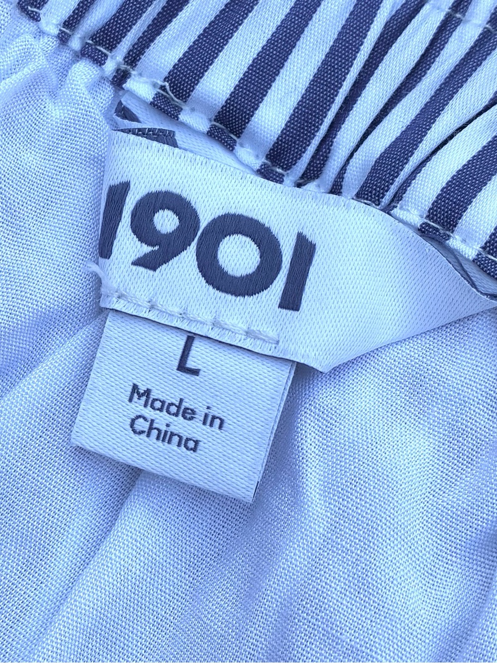 1901 NWOT Blue White Striped Skirt Sz Large - Picture 6 of 8